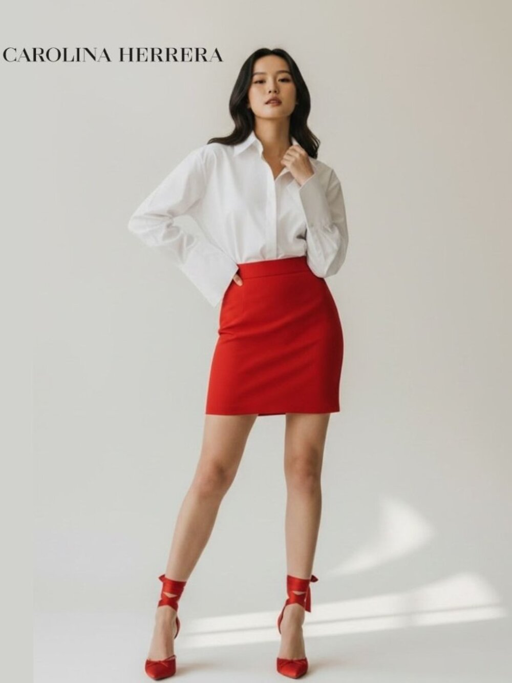 Carolina Herrera 23” Wool Pencil Skirt